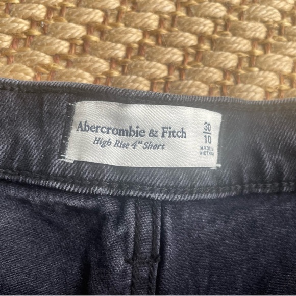 Abercrombie & Fitch Black High Rise 4" Button Fly Cut Off Jean Shorts size 10 - Picture 9 of 9